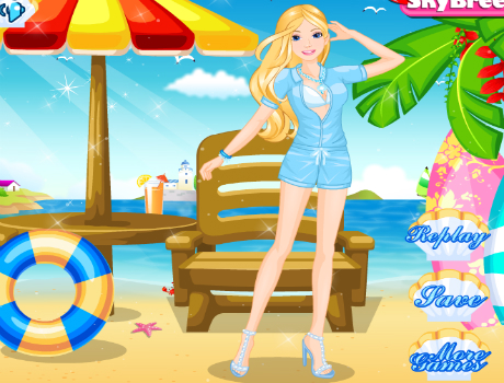 Beach stílus Barbie öltöztetős játék