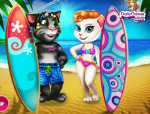 Angela és Tom strandon állatos öltöztetős játék