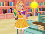 Barbie könyvtárban öltöztetős játék