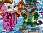 Angela és Tom télen állatos öltöztetős játék